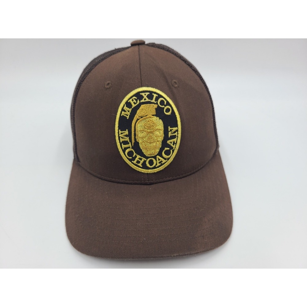 Mexico Michoacan Mesh Trucker Snapback Hat Cap Grenade‎ Skull MX Men Women Brown